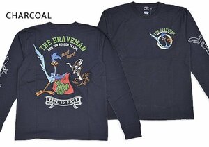 BR×LOONEYコラボ 天竺ロングTシャツ◆The BRAVE-MAN スミクロLサイズ LTB-2313 ブレイブマン ロードランナー 刺繍