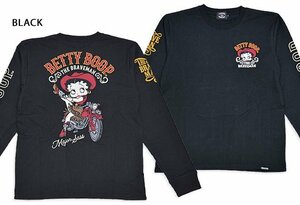 BR×BETTYコラボ 天竺ロングTシャツ◆The BRAVE-MAN ブラックLサイズ BBB-2344 ブレイブマン ベティーちゃん 刺繍 長袖T