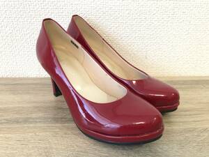 PRET-A PORTER エナメル パンプス ハイヒール 7cm 赤 レッド レディース 22.5cm