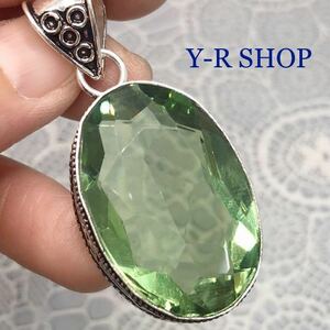  green amethyst. oval type antique style pendant top * lady's necklace silver 925 stamp color stone new goods gem Y-RSHOP