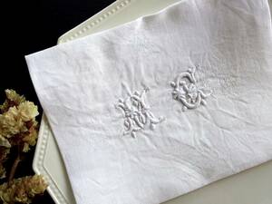 20世紀初期 フランス 立体 花刺繍 モノグラム イニシャル 縫製 スカラップ はぎれ 素材 リメイク パーツ アンティーク 6