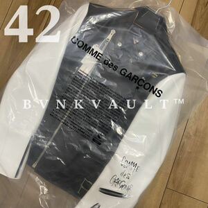 コムデギャルソン COMME des GARCONS 青山限定 Lewis Leathers ルイスレザー Lightning 391T カウ ホース 黒 白 コンビ ハンドペイント 42