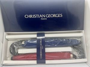 【未開封】CHRISTIAN GEORGES PARIS 傘 雨傘 折り畳み傘 ポリエステル100％ 青 赤 2本セット