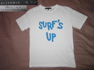 レア！ BEAMS ELITORIA N.Y.C SURF'S UP デカロゴ ビームス 半袖 Tシャツ 白 M サーフィン サーファー サーフ SURF