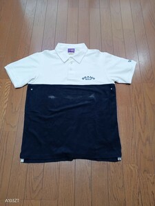 【中古品】BEAMS GOLF　白紺切替　半袖ポロシャツ　COTTON65% ポリエステル35% メンズゴルフウェア　サイズM