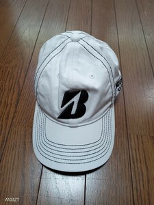 【中古品】Bridgestone Golf ブリヂストンゴルフ　GOLF CAP ゴルフキャップ 野球帽　キャップ　ホワイト　白　後ろサイズ調節可能　綿100%