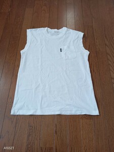 【中古品】Rodhos alentino　　丸首ノースリーブ　メッシュシャツ　ホワイト　ノースリーブTシャツ　 メンズＬＬ