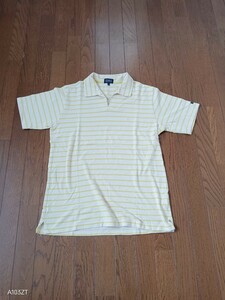 【中古品】 PEARLY GATES パーリーゲイツ　ゴルフウェア　ボーダー　半袖ボタン無しポロシャツ　メンズサイズ５（Ｌ）