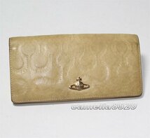 Vivienne Westwood ヴィヴィアン ウエストウッド 長財布 レザー 本革 ベージュ Used 美品 AA5674_画像1