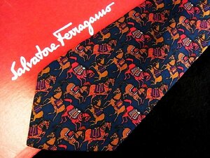 ♪今週の特売980円～♪2126♪良品【Ferragamo】フェラガモ【馬 ウマ 動物 柄】ネクタイ♪