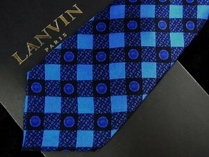 ♪今週の特売980円～♪1184♪状態並品【LANVIN】ランバン【花 小花 格子 柄】ネクタイ♪