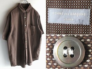 希少 90sビンテージ COMME des GARCONS HOMME コムデギャルソンオム AD1998 田中オム ジャガード コットン ドビードット 半袖 シャツ FREE