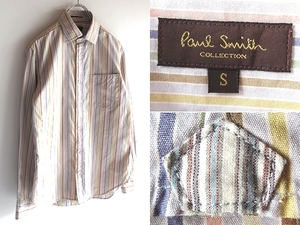  высший класс линия Paul Smith COLLECTION Paul Smith коллекция хлопок мульти- полоса рубашка сорочка S сделано в Японии кошка pohs соответствует 