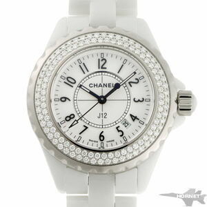 CHANEL Chanel J12 white ceramic 33mm diamond quartz H0967 CE / SS lady's clock 2220059
