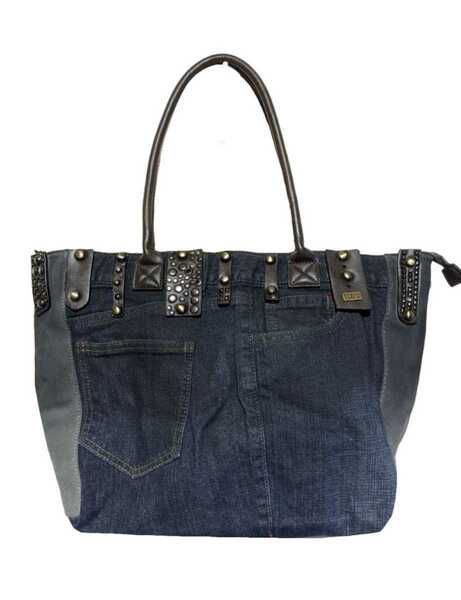 TSD12 RESEARCH☆Denim Studded トートバッグ サイド部分グレースウェード☆新品★