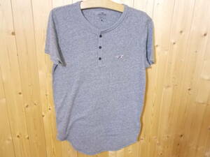 a721◆新品 HOLLISTER HENLEY-TEE◆サイズS タグ付未使用品 グレー色 ホリスター ヘンリーネックTシャツ ゆうパケット発送 5H