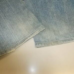 a1240◆UNIQLO BROKEN DENIMジーンズ◆w33 321-020389 ユニクロ ブロークンデニム スレ加工 ジップフライ ライトブルー色 5Hの画像8