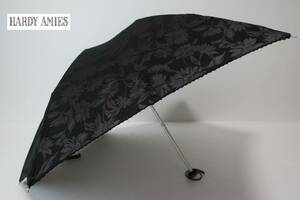 新品　ムーンバット製　 ハーディエイミス　HARDY AMIES　軽量　紫外線防止加工　晴雨兼用　折り畳み日傘　８　ブラック系