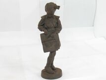 X 8-4 鉄製 少女像 旧ソビエト 刻印有り KACNH 1967 彫刻 工芸 高さ20.0cm 重さ881g 台座径5.8cm インテリア小物_画像1
