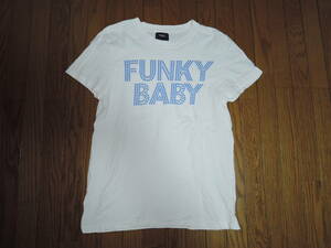 TMT Tシャツ S 白 ドット柄ロゴ FUNKY BABY カットソー ティーエムティー