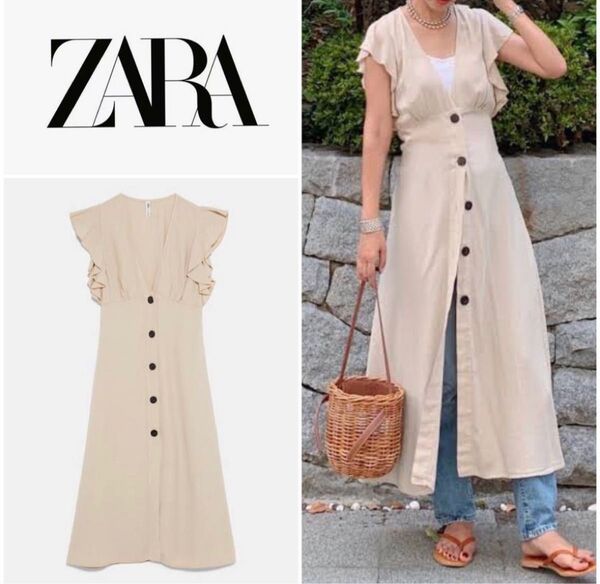 ZARA リネン ワンピ