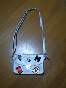  beautiful! badge attaching × silver back shoulder bag * diagonal .. back elementary school student junior high school student high school student also!