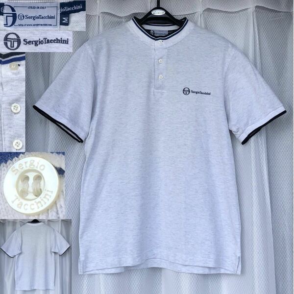 90's ヴィンテージ★Sergio Tacchini ヘンリーネック カットソー★Tシャツ テニスウェア トップス スポーツ イタリア セルジオタッキーニ