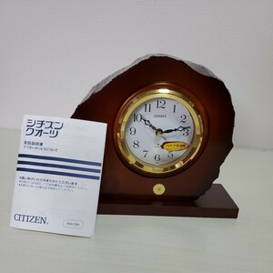 未使用 CITIZEN シチズンクオーツ 銘木時計「年輪」の栞置時計 天然木 楓 カエデ材使用 昭和 レトロ アンティーク 置物 置き時計