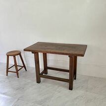 ヴィンテージ レトロ レトロ 古い 木製 飾り台 棚 古家具 作業台 机 テーブル_画像1