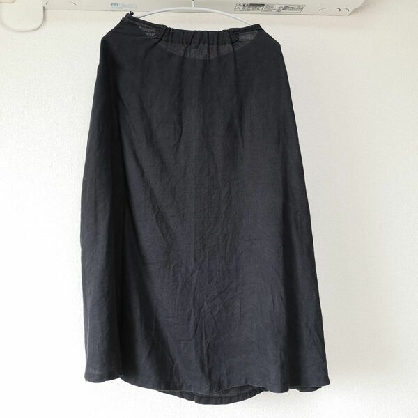 無印良品 麻100% ロングスカート 黒 ブラック Mサイズ