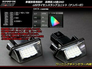 プジョー206 207 306 307 308 406 407 LEDライセンスランプR-172