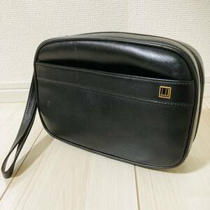 * prompt decision * dunhill Dunhill second bag clutch bag all leather cow leather car fBK black black with strap .