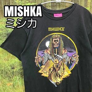 ミシカ 希少デザイン MISHKA ビッグプリント 黒 Tシャツ 丸首 半袖 プリント スケボー　ストリート系