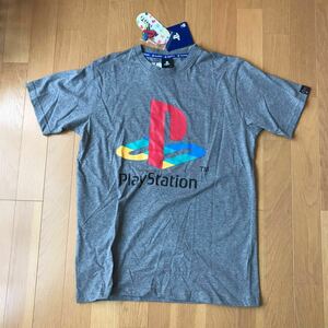 サイズ L ☆ ラバーストラップ付き ☆ プレステ PlayStation ☆ 半袖 Tシャツ グレー ☆ しまむら コラボ ☆ プレイステーション