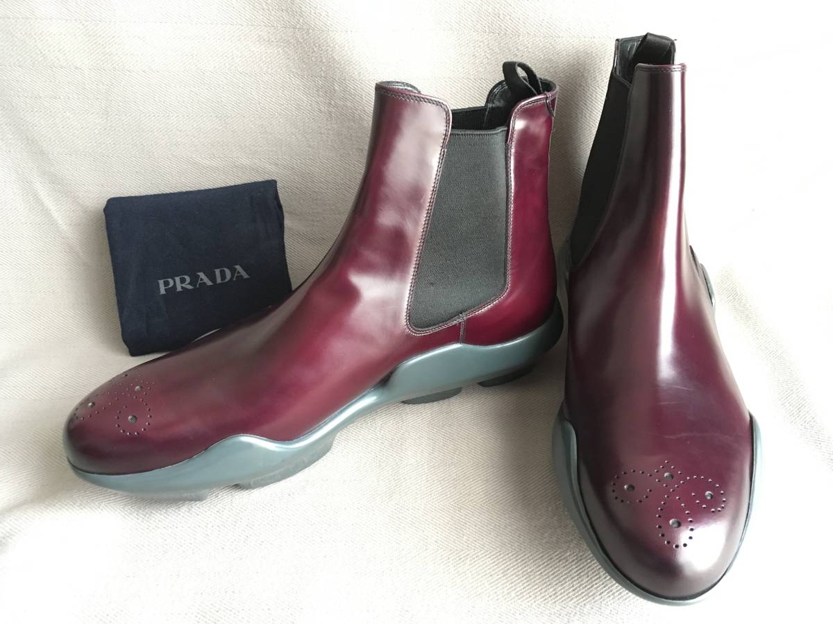 新品 プラダ ベルト レザー ヒール ブーツ 8.5 PRADA 黒 ブラック 本革