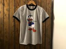 新品★ドナルドダック　ビンテージスタイル　霜降り　リンガーTシャツ★マンガ/アニメーション/カリフォルニア/GRY_画像1