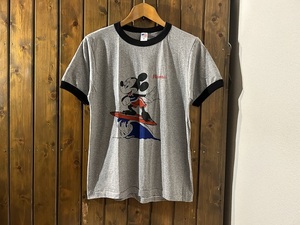 新品★ミッキーマウス　ビンテージスタイル　霜降り　リンガーTシャツ★アニメーション/ハワイ/MICKEY