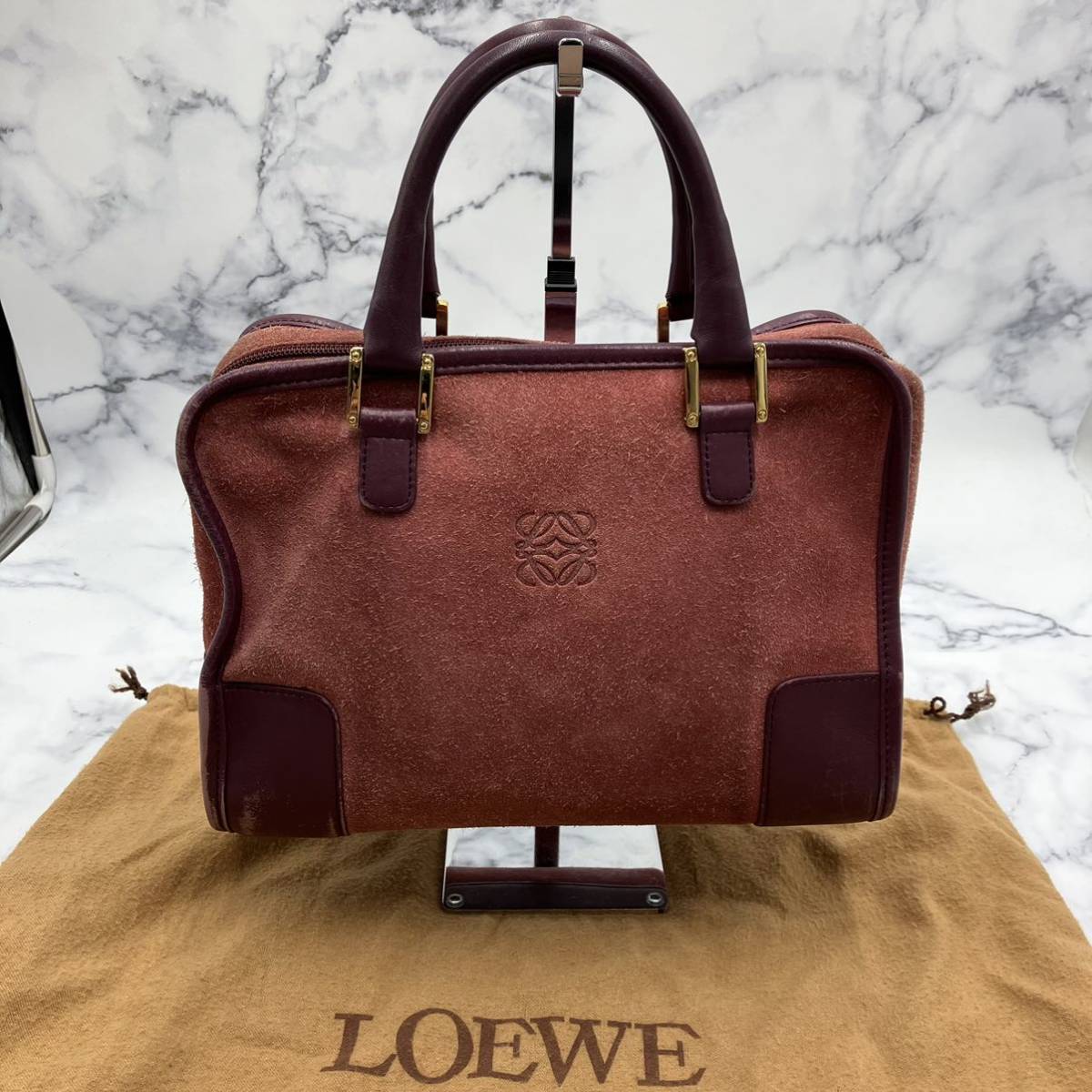 LOEWE ロエベ アマソナ 28 スエード ハンドバッグ-