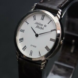 Helene de Michel ヘレンミッシェル クォーツ Silver SV925 銀無垢ケース シルバー ローマ数字文字盤 2針 メンズ腕時計