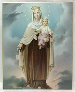 イタリア製　「カルメル山の聖母」／聖母マリア肖像画色紙