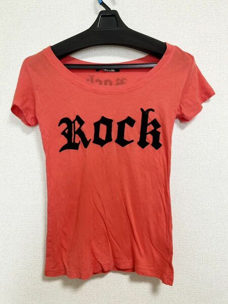 ROCK Ｔシャツ　蛍光　ピンク