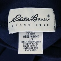 90年代 USA製 Eddie Bauer エディーバウアー 長袖Ｔシャツ アメカジ カジュアル ネイビー (メンズ L) 中古 古着 N5399_画像8