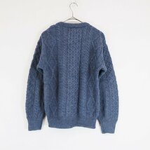 aran crafts アランニット セーター フィッシャーマン 防寒 秋冬 クルーネック ウール ブルー (メンズ S) 中古 古着 N6695_画像2