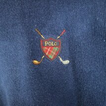 POLO GOLF ポロゴルフ ロゴ刺繍 クルーネック スウェット 防寒 アメカジ 無地 ネイビー (メンズ L) 中古 古着 N7269_画像4
