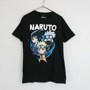 NARUTO ナルト 疾風伝 サスケ キャラクター 半袖Ｔシャツ アニメ ブラック (メンズS) 中古 古着 N8141