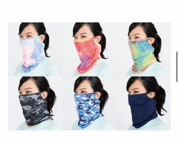 ⑥ 2枚セット フェイスカバー 冷感マスク ガード 日焼け対策 フェイスカバー フェイスマスク 紫外線対策 多機能 UVカット