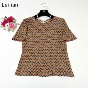 Leilian レリアン サマーニット 半袖 オレンジ レーヨン リネン サイズ9