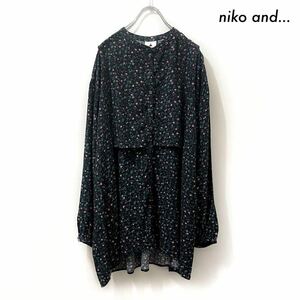 【送料無料】niko and… ニコアンド★小花柄 長袖ブラウス オーバーサイズ ブラック 黒