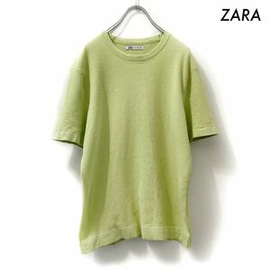 【送料無料】ZARA ザラ★鹿の子素材 半袖Tシャツ クルーネック イエロー 黄色 メンズ