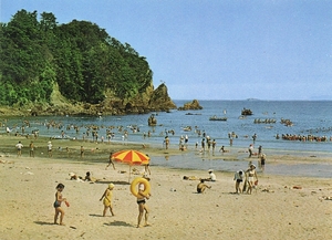 【カラー絵はがき】（国立公園・伊豆）湊海岸弓ヶ浜海水浴場